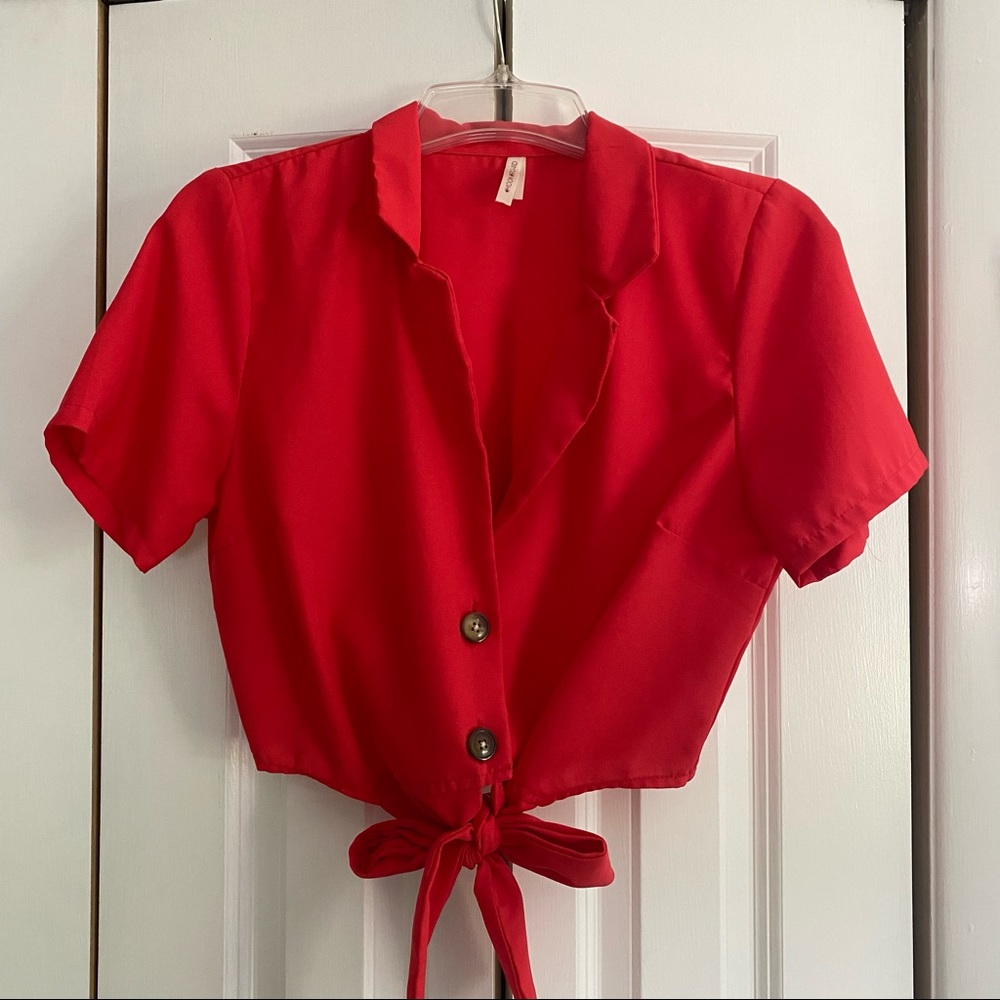 Moon Orchid Crop Top With Tie in Front!